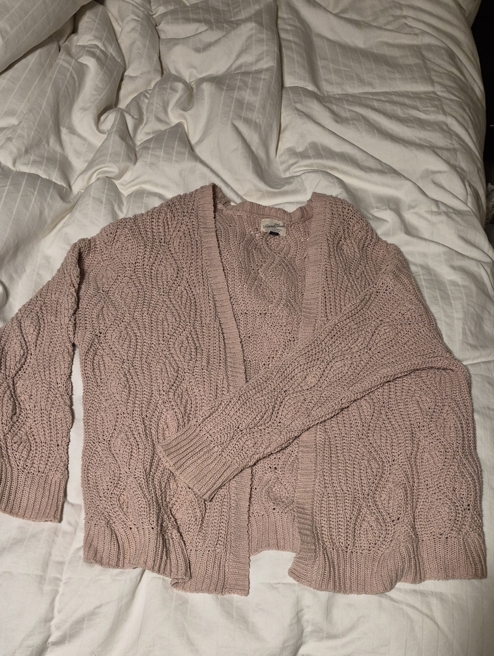 Universal Thread Blush Cable Knit Open Cardigan